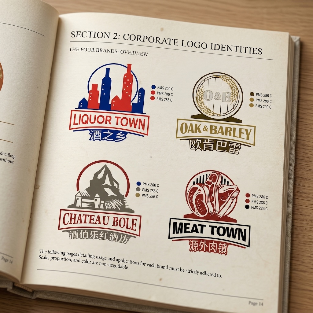 Haideng Merchants Rebrand — multi-brand logo and character illustration system by Swan & Pool Shenzhen