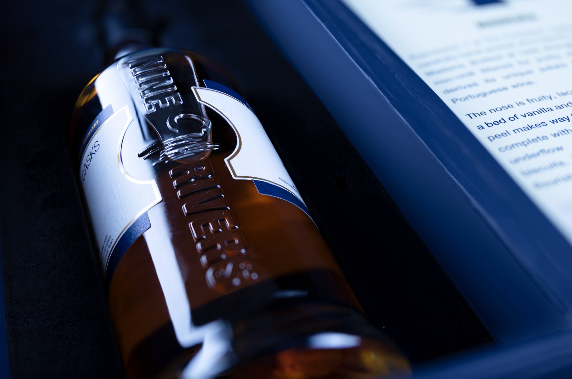 Nine Rivers Distillery Founders Cask label design — premium whisky packaging by Swan & Pool